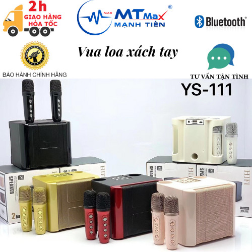Loa karaoke YS-111 kèm 2 micro không dây chất lượng cao. Với thiết kế hoàn toàn mới lạ, nhỏ gọn, đẹp, có đèn led mặt trước Kiểu dáng thiết kế hiện đại, sang trọng