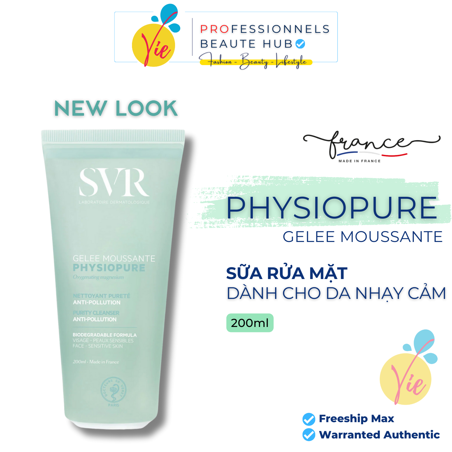 Sữa Rửa Mặt Dạng Gel Dành Cho Da Nhạy Cảm SVR Physiopure Gelée Moussante