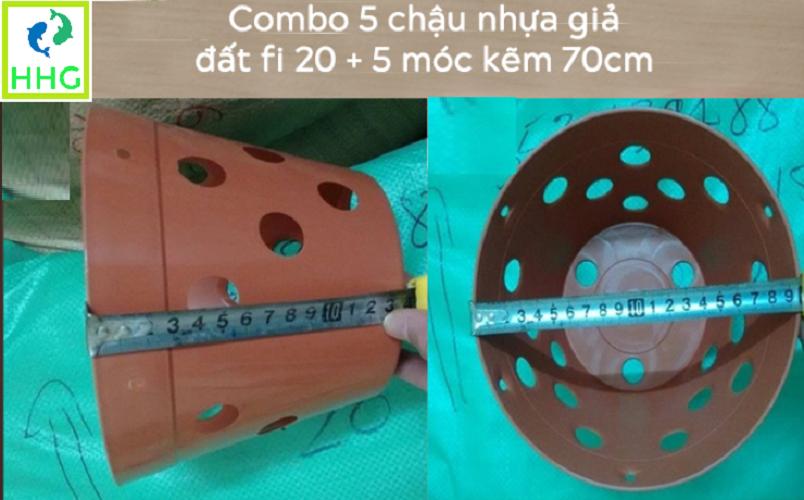 5 CHẬU GIẢ ĐẤT TRỒNG LAN FI 20 + 5 MÓC KẼM 70CM