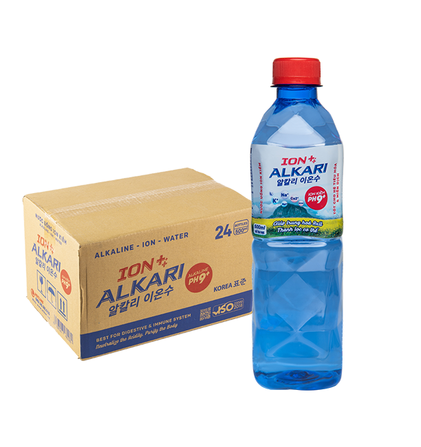 Nước ion kiềm ph9+ alkari thùng 24 chai x 350ml