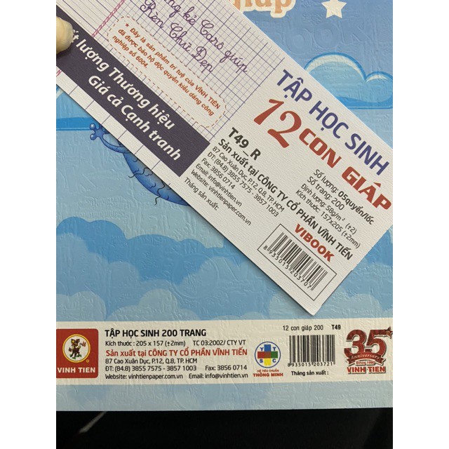 Combo 10 quyển tập 200 trang 12 con giáp
