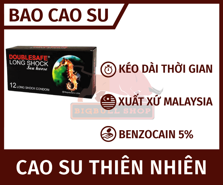 Bao cao su cá ngựa Doublesafe Long Shock - kéo dài thời gian