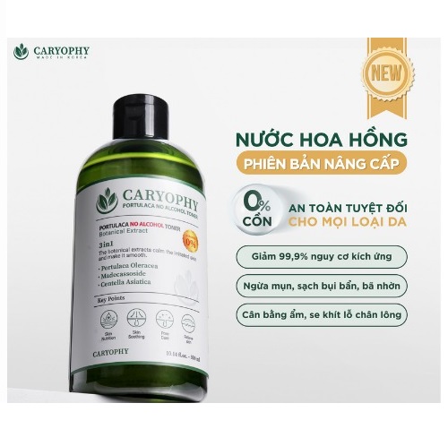 Mẫu Mới Nước Hoa Hồng Giảm Mụn, Mờ Thâm Caryophy Portulaca Toner 300ml