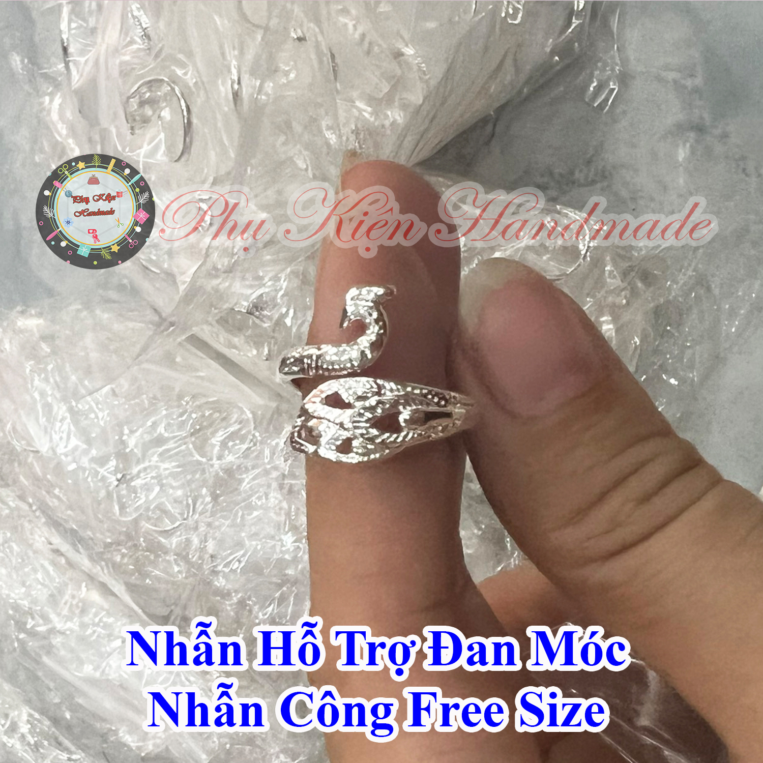 Nhẫn hỗ trợ đan móc, nhẫn công free size