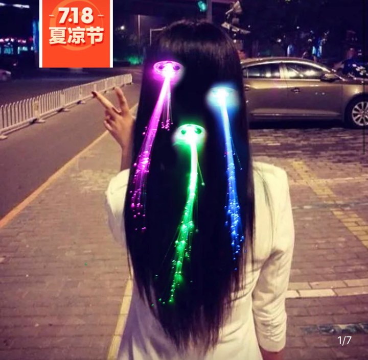 Combo 5 Đèn trang trí sợi quang flash tóc LED dây lụa Dạng kẹp tóc trang trí tóc đẹp