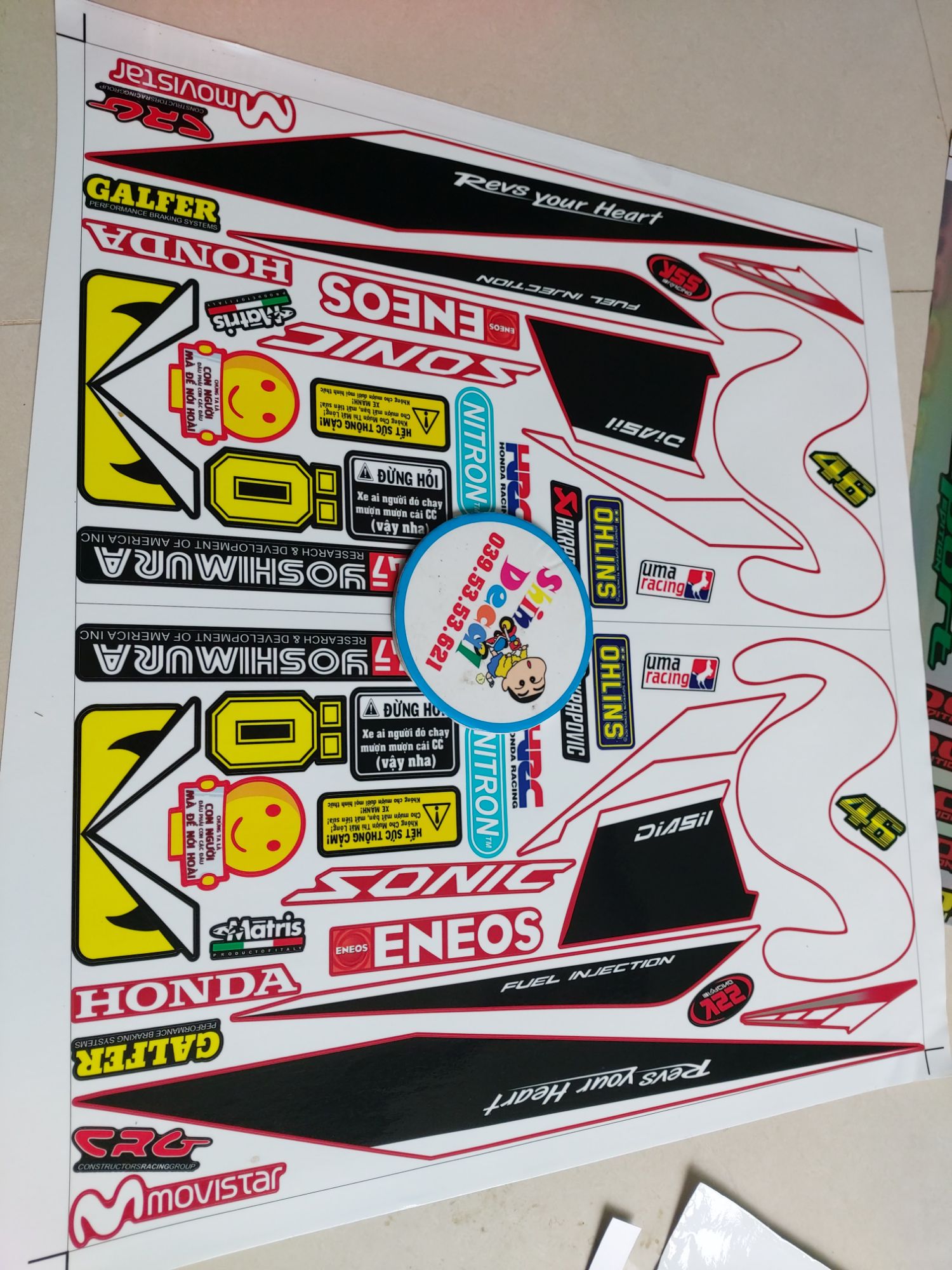 Tem xe sonic movistar tặng logo