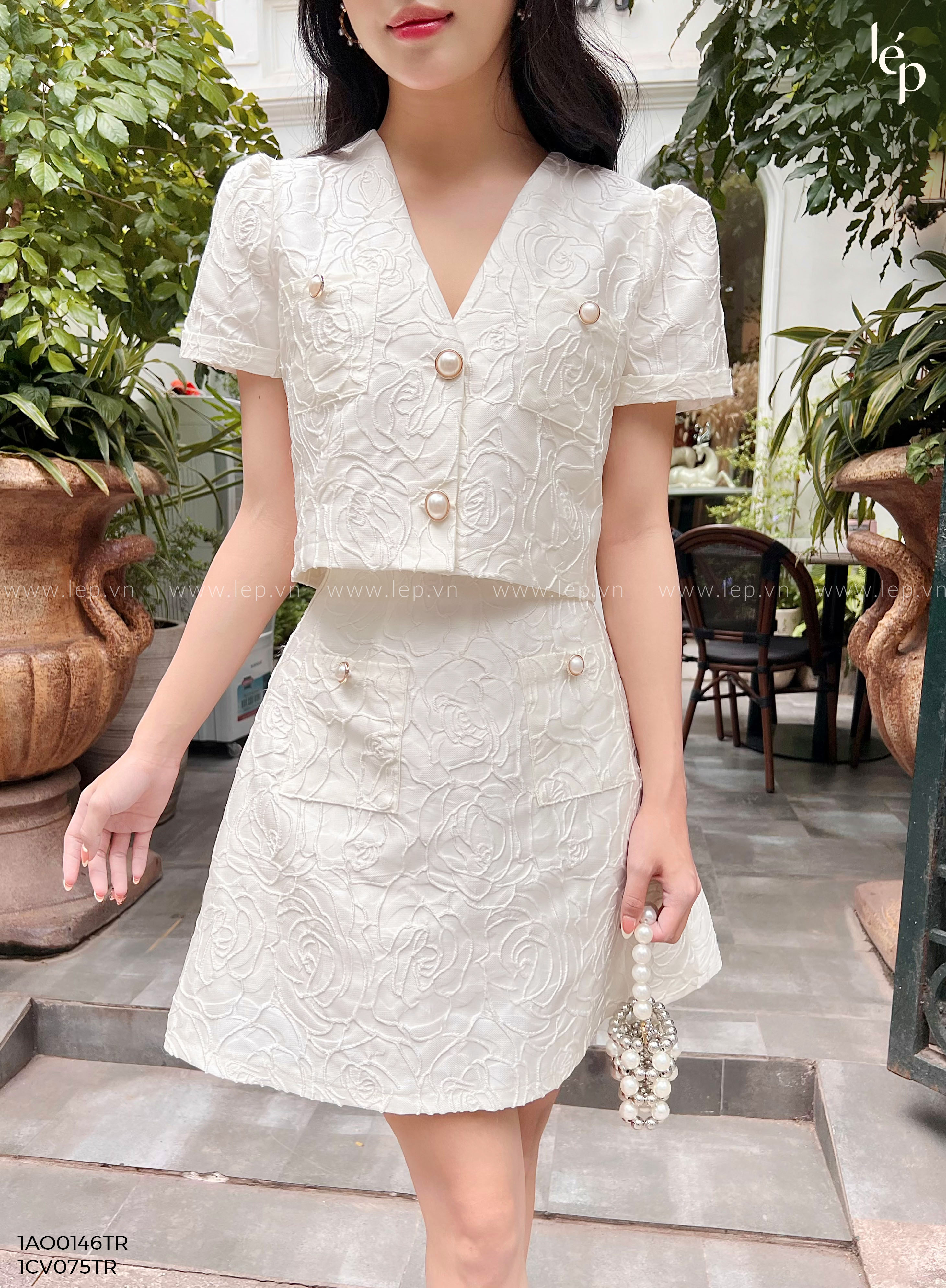 Set Áo Váy Gấm Cúc Ngọc Lep'