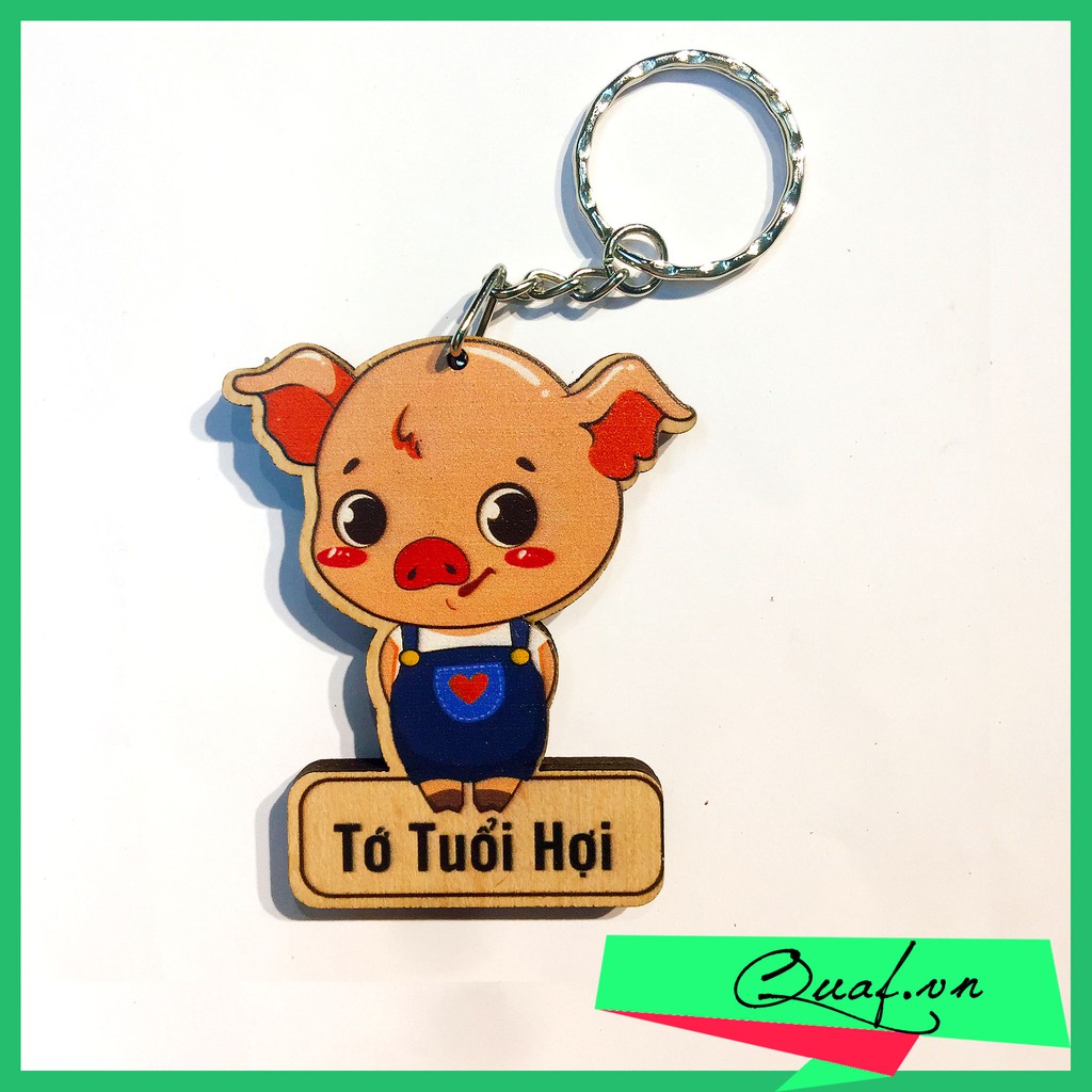 Móc khóa gỗ 12 con giáp in màu UV (Móc khóa Danbo)