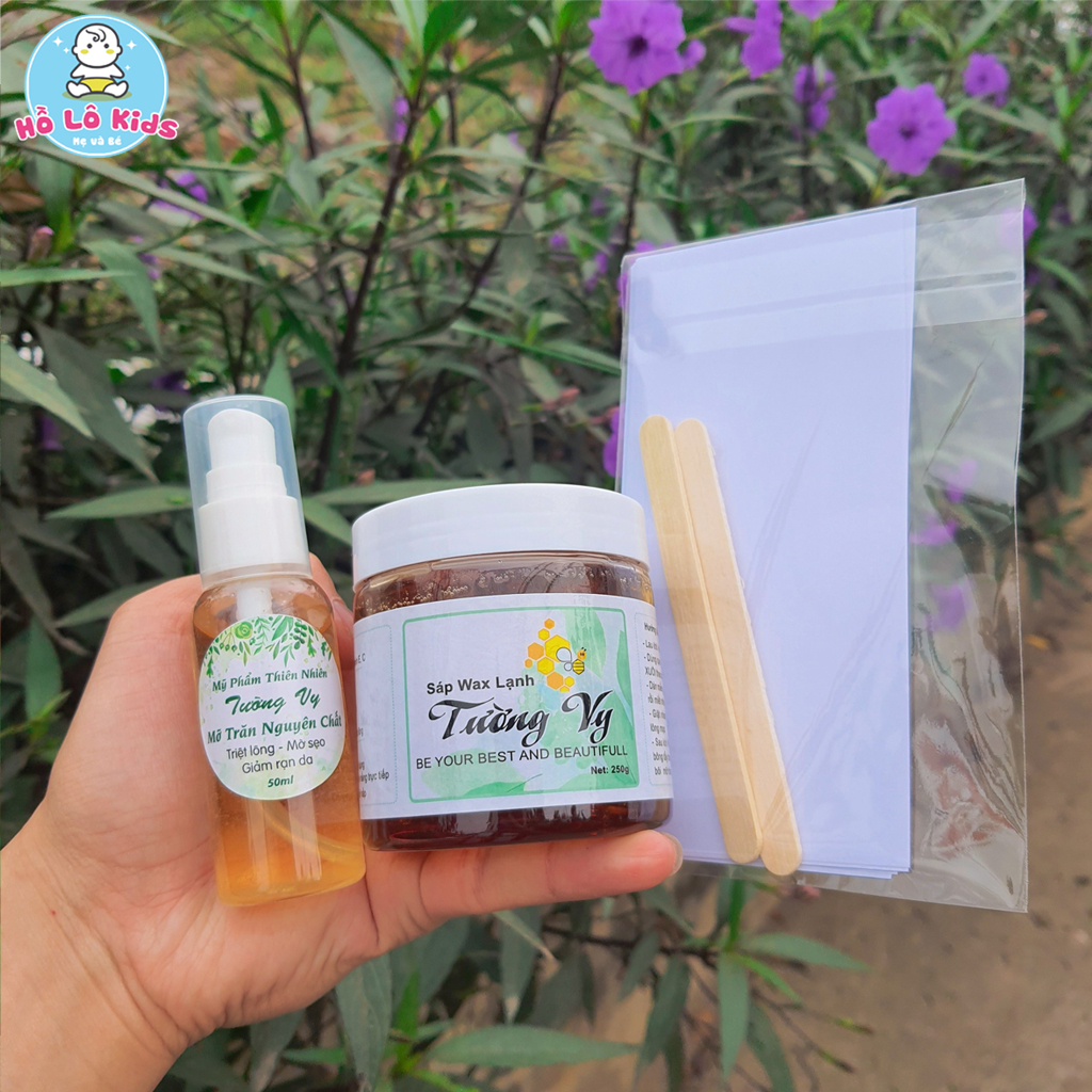 Set wax lông + mỡ trăn Tường Vy triệt lông vĩnh viễn sạch lông nách tay chân bikini Hồ Lô Kids