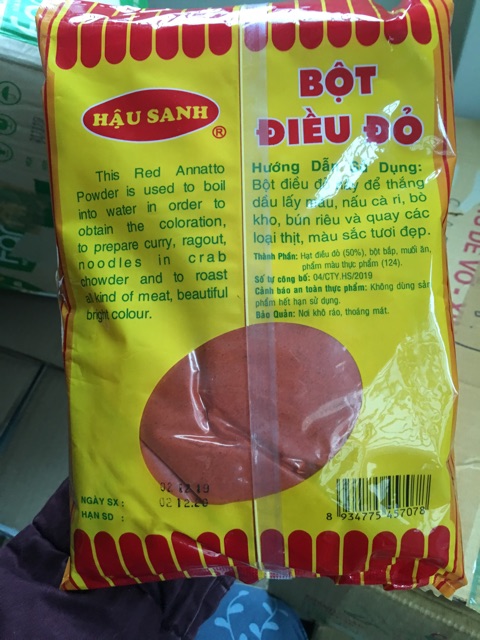 Bột điều đỏ Hậu Sanh gói 500g