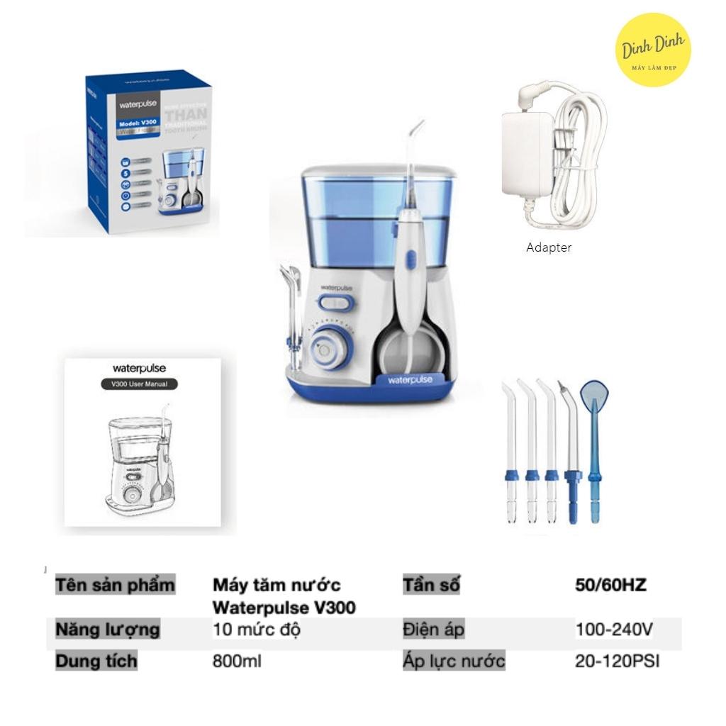 Tăm nước Waterpulse V300, máy tăm nước gia đình vệ sinh răng miệng tại nhà kèm 5 đầu tăm - Dinh Dinh Máy Làm Đẹp