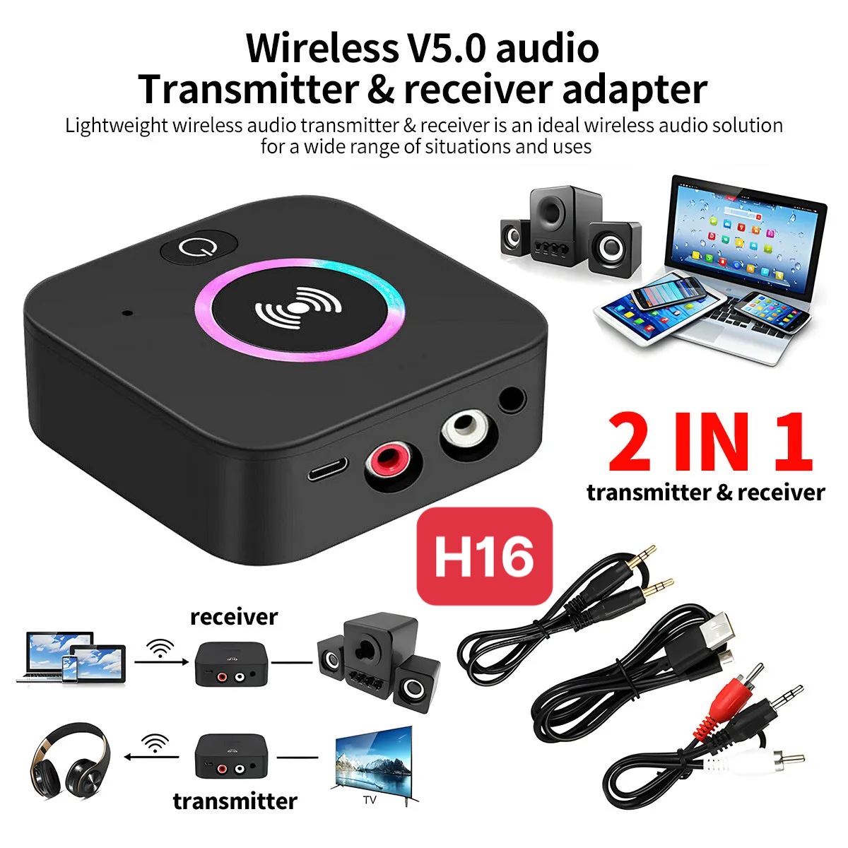 Box Thu Phát Bluetooth Không Dây H16 Cho Loa-amply.. freeship max