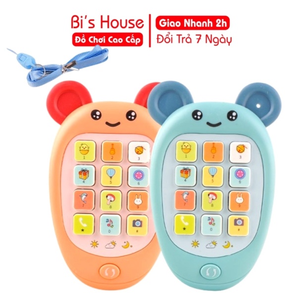 Đồ chơi điện thoại phát nhạc kèm gặm nứu 2trong1 - đồ chơi phát triển trí tuệ Bis House