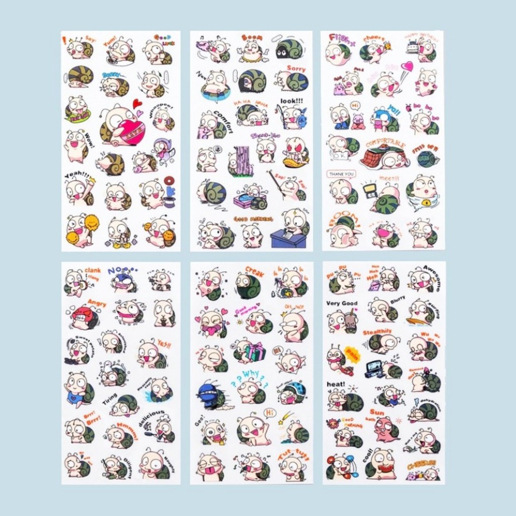 6 Tấm Sticker Dán Hình Ốc Sên
