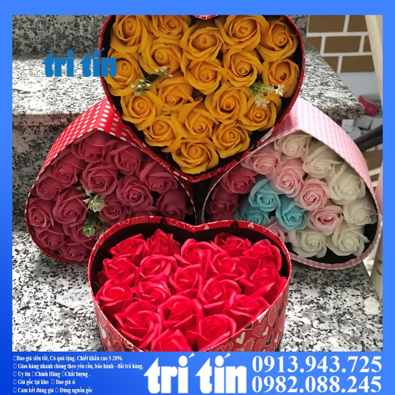 [HCM]✅  ✅Hộp trái tim 18 hoa hồng sáp .[hình thật +video]