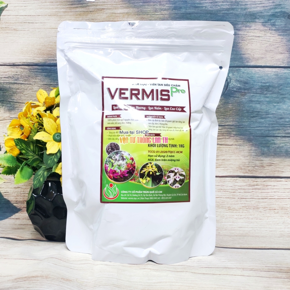 Phân Trùn Quế VERMIS tan chậm dùng cho phong lan – gói 1kg