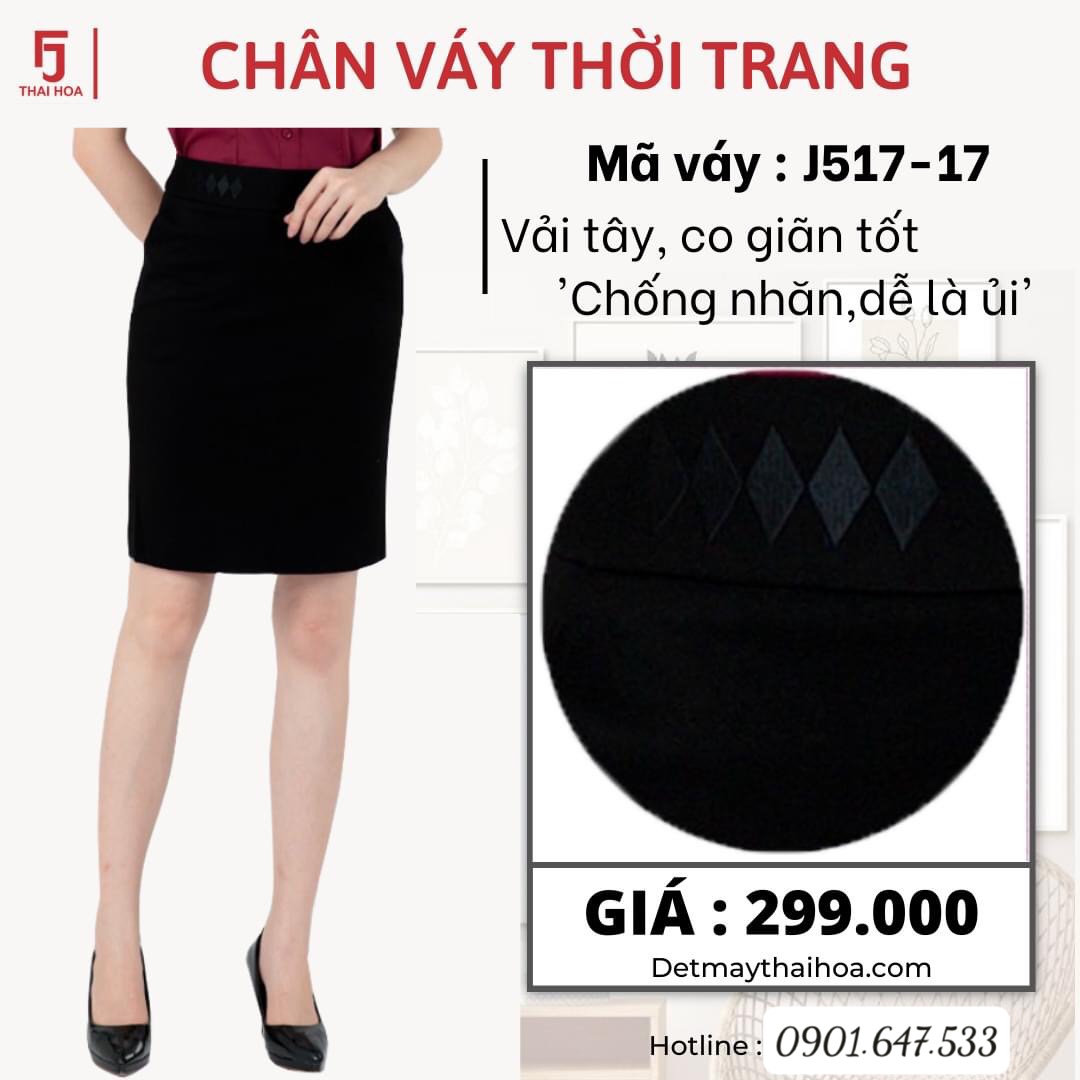 Chân Váy Thái Hòa Cao Cấp Chất Đẹp Giãn Tốt Màu Đen J517-17 - Mixasale