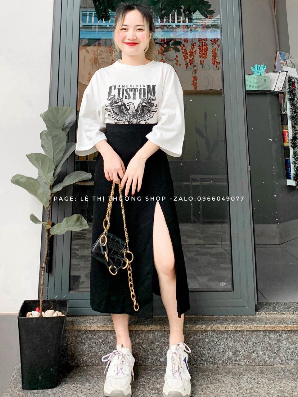 ✨set váy xẻ tà + tshirt đại bàng