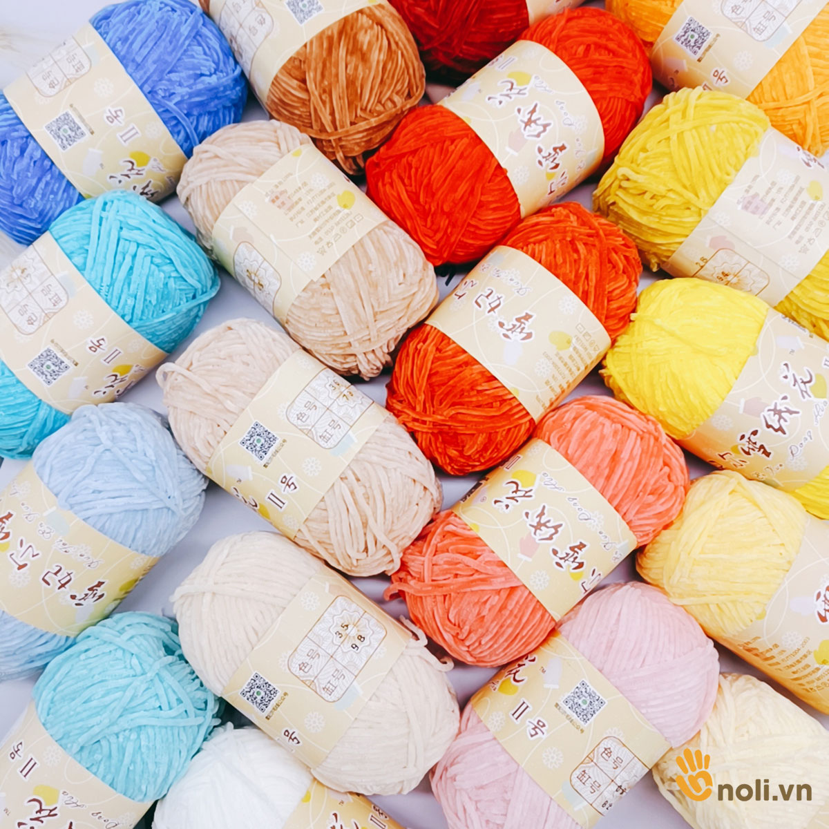 Len Nhung 2mm đan móc thú bông, khăn, áo, váy siêu mềm mịn, không rụng lông, bảng màu đa dạng 50g nội địa Trung