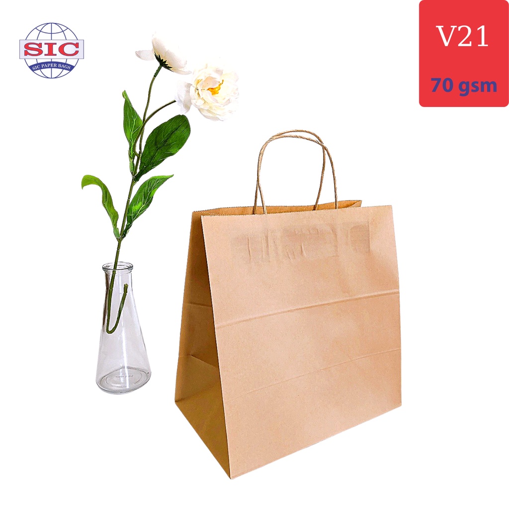 [SET 100 CHIẾC] TÚI GIẤY KRAFT V21: 28x17x29cm CÓ QUAI