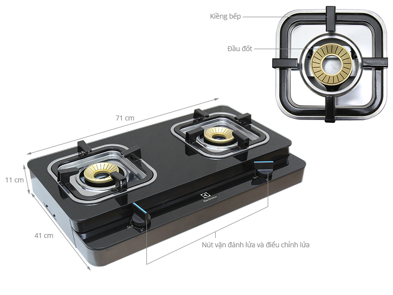 Bếp gas dương Electrolux mặt kính ETG726GKR