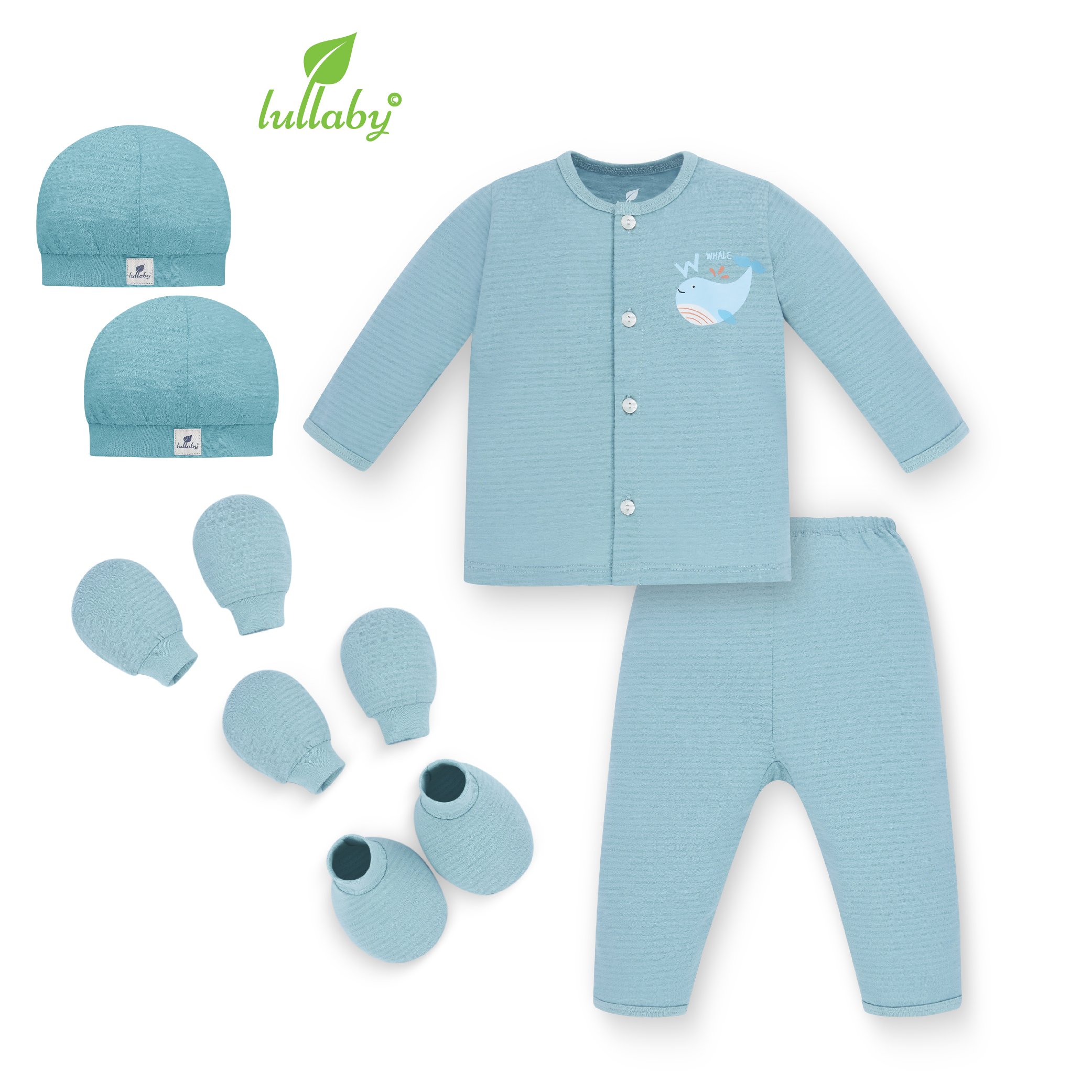 Lullaby - Combo Sơ Sinh (1 Bộ Quần Áo - 2 Mũ - 2 Đôi Bao Tay - 1 Đôi Bao Chân) NH68707172B