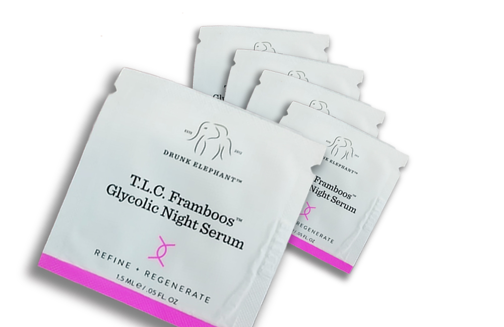 Set 5 gói sample Serum Drunk Elephant T.L.C. Framboos™ Glycolic Night 1.5ml (SER55)