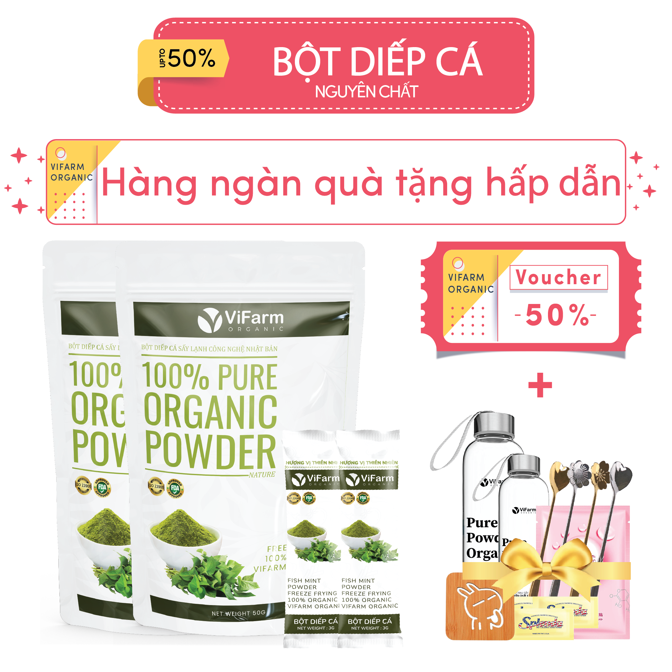 Bột Diếp Cá Nguyên Chất ViFarm 50g