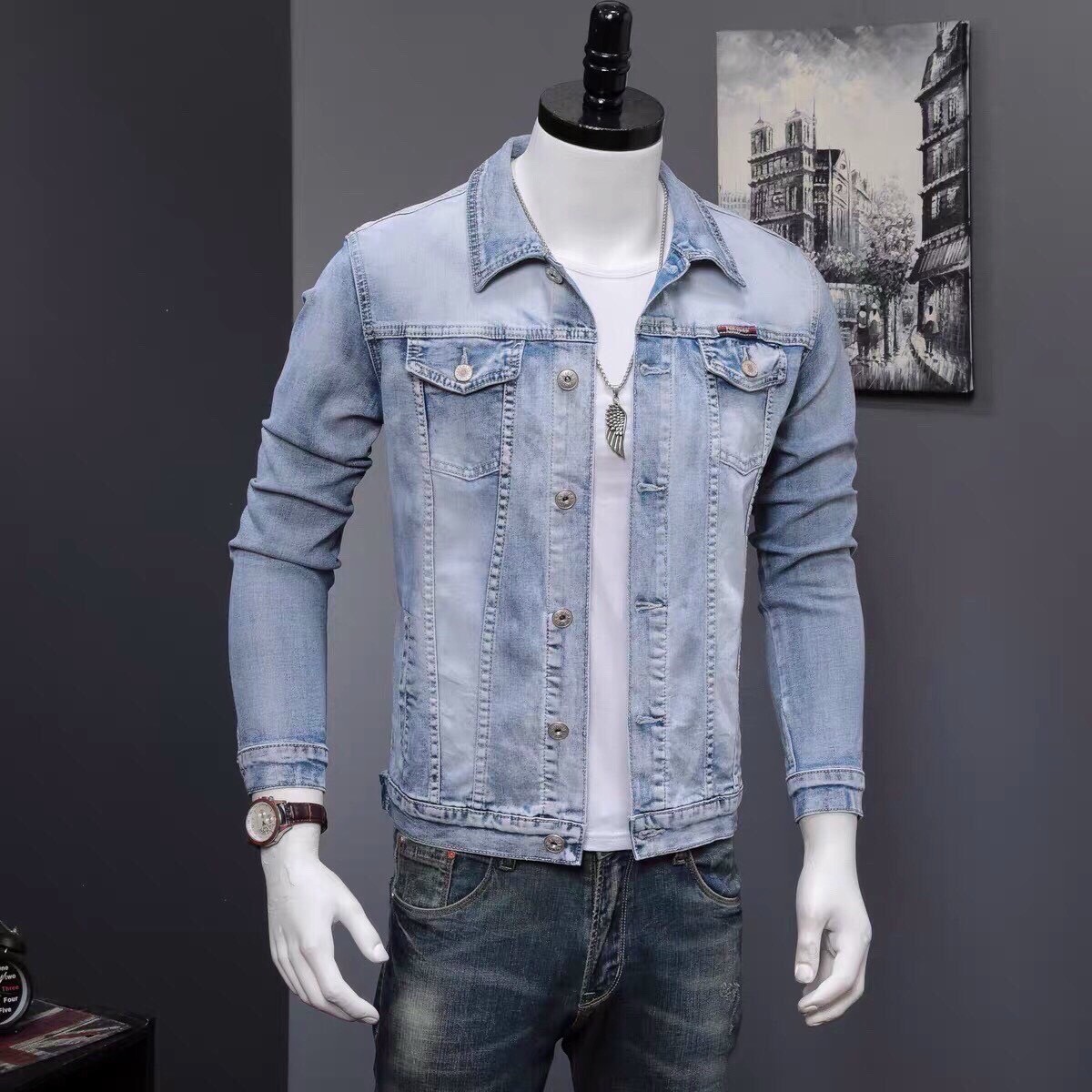 [HCM]Áo khoác jean nam form chuẩn Hàn Quốc áo khoác denim nam chất vải cực đẹp thiết kế năng động thời trang Binstore94 BS380