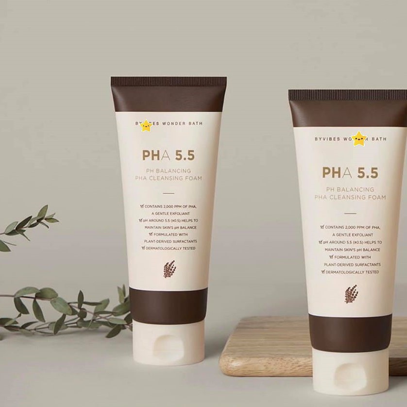 Sữa Rửa Mặt Byvibes Wonder Bath PHA 5.5 PH Balancing PHA Cleansing Foam tuýp 150ml