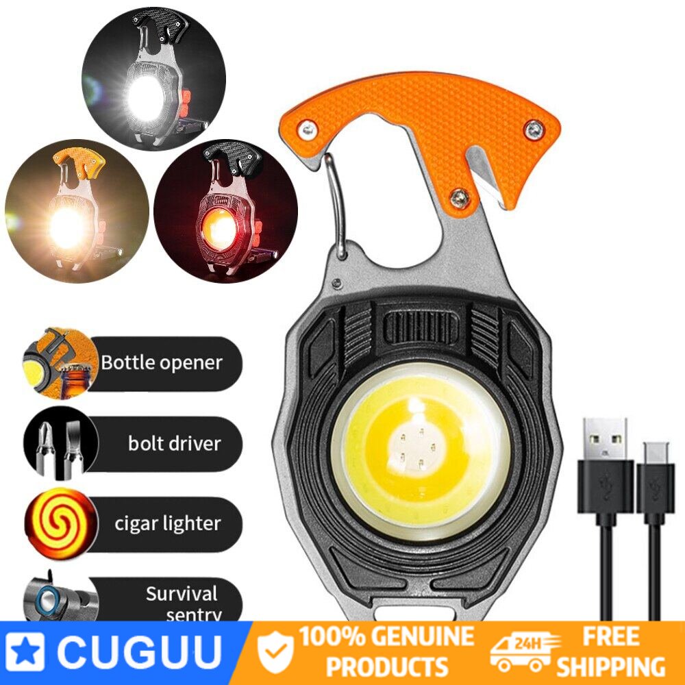 Cuguu cob work light multi-function rechargeable flashlight 3 gear screwdriver LED lamp key chain for camping
