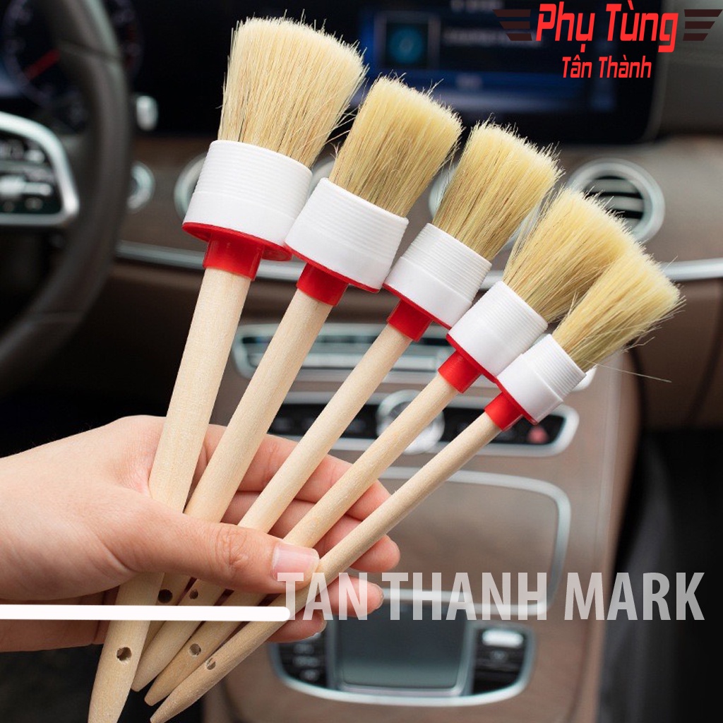 Bộ 5 Cọ Lông Heo Cán Gỗ Rửa Xe-PTTT