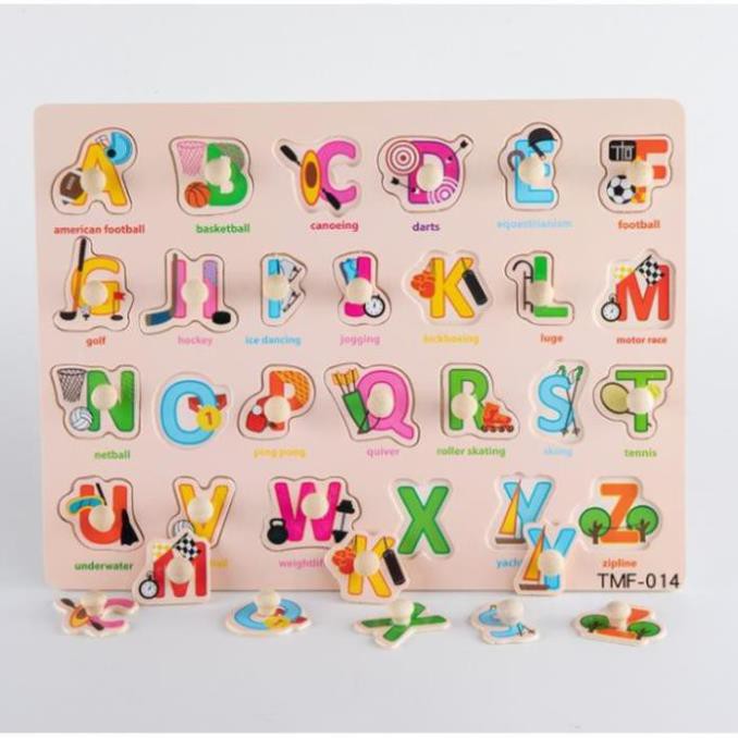 Bảng núm gỗ_Đồ chơi Lắp ráp bằng Núm gỗ cho Bé(23x30x0.5cm )
