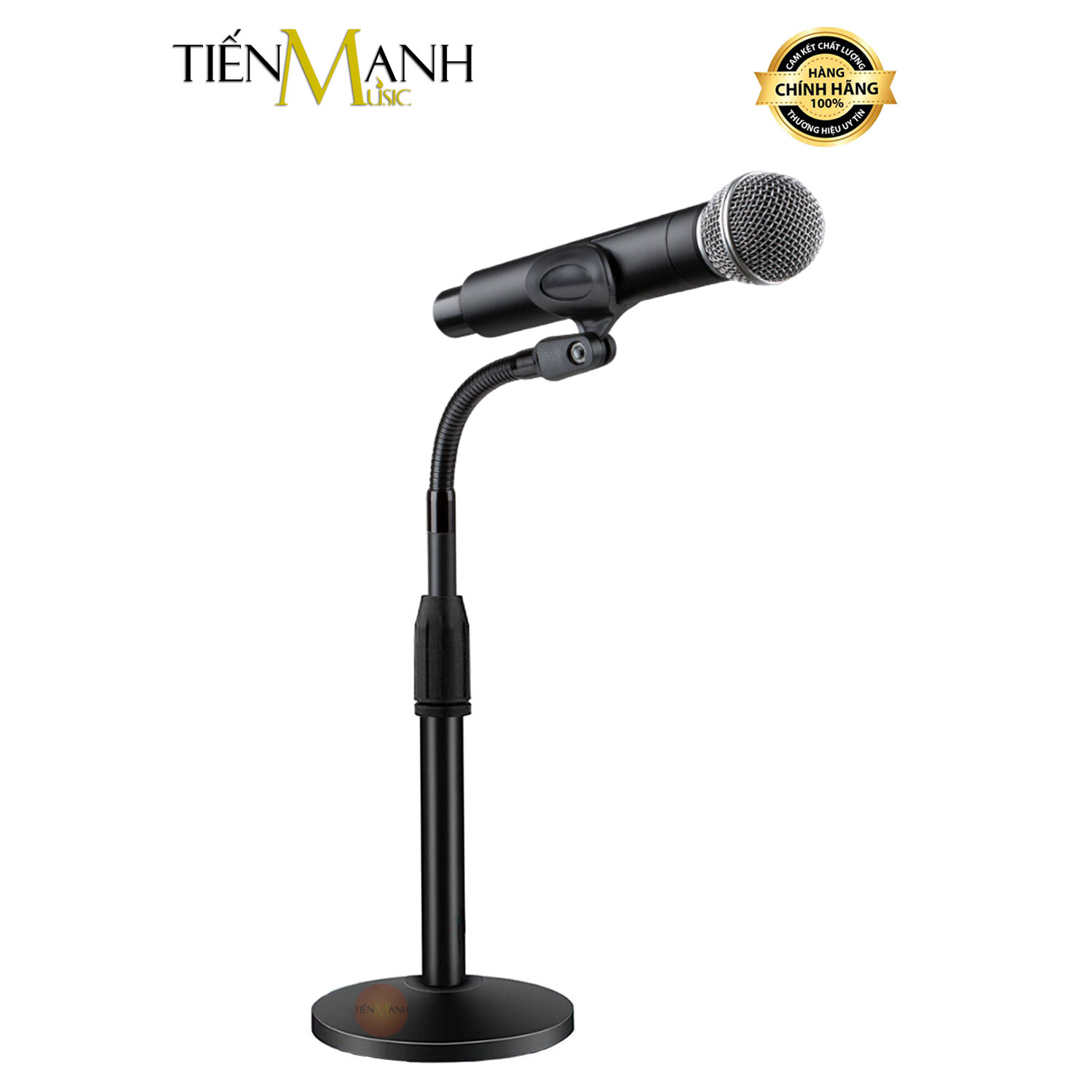 Chân micro lùn để bàn cổ cong dr.mic dm102s - giá đỡ đế kẹp mic stand thu âm livestream microphone dm102 dm-102s