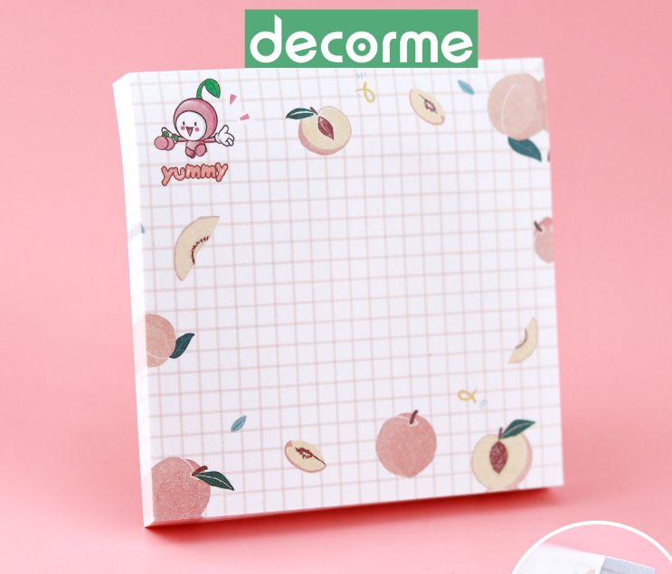 Giấy note ghi nhớ DecorMe dễ thương FRUIT 8*8cm tập 80 tờ