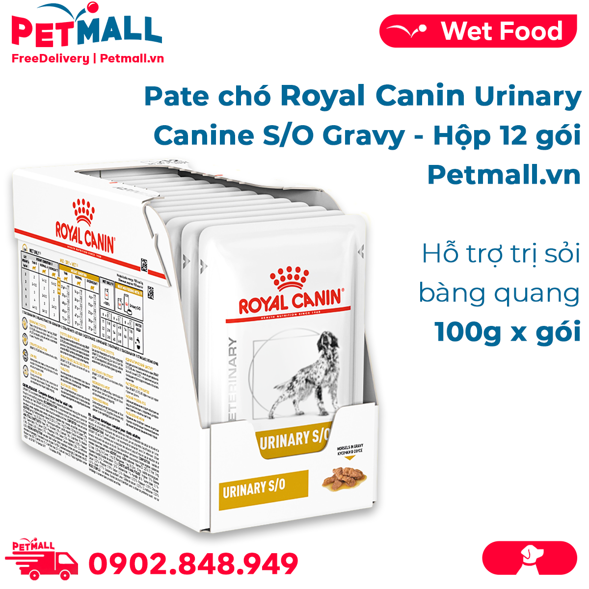Pate chó Royal Canin Urinary Canine S/O Gravy 100g - Hộp 12 gói - Hỗ trợ trị sỏi bàng quang Petmall