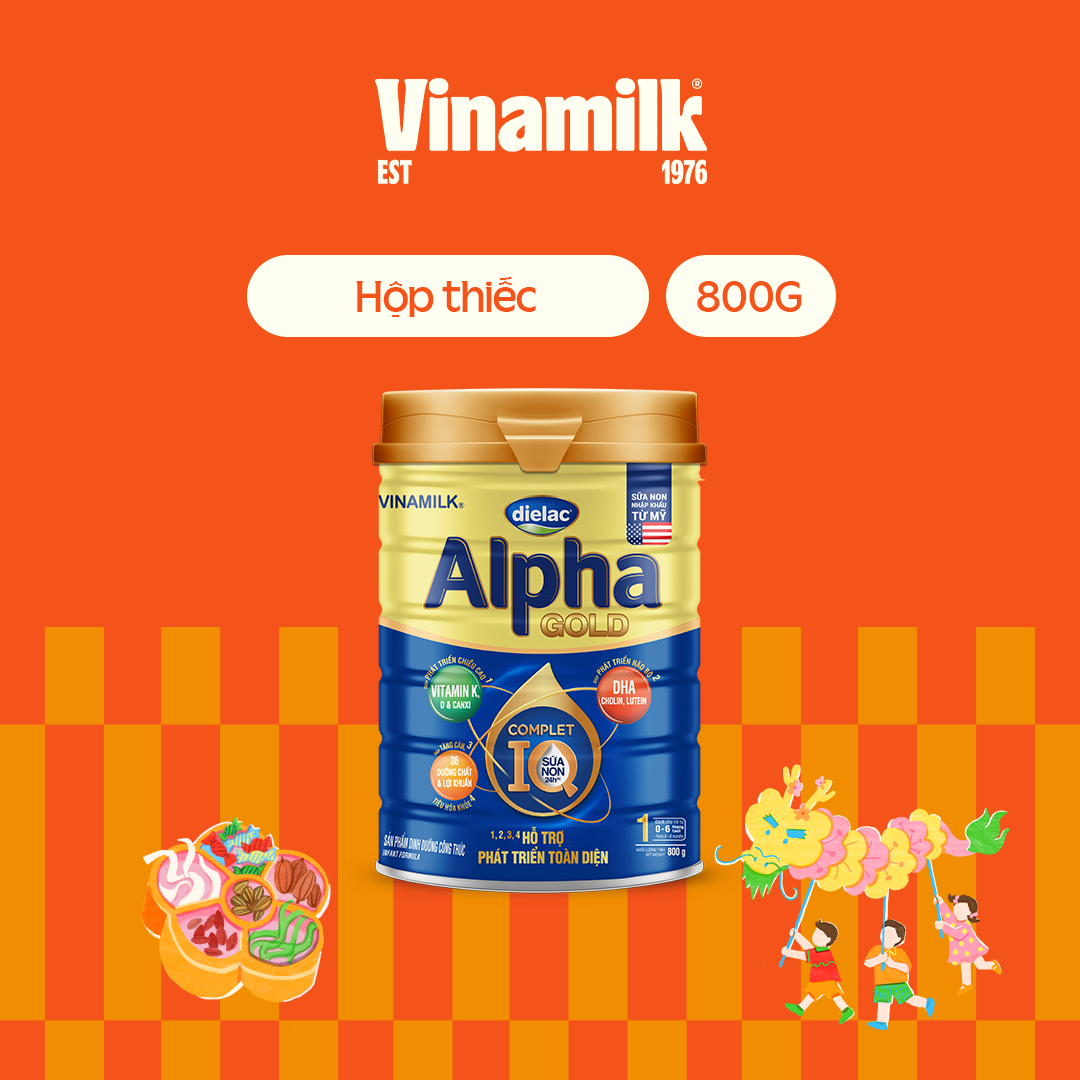 Sữa bột Vinamilk Dielac Alpha Gold 1 - 800g Hộp Thiếc (cho trẻ từ 0 - 6 tháng tuổi) - Sữa cho trẻ sơ