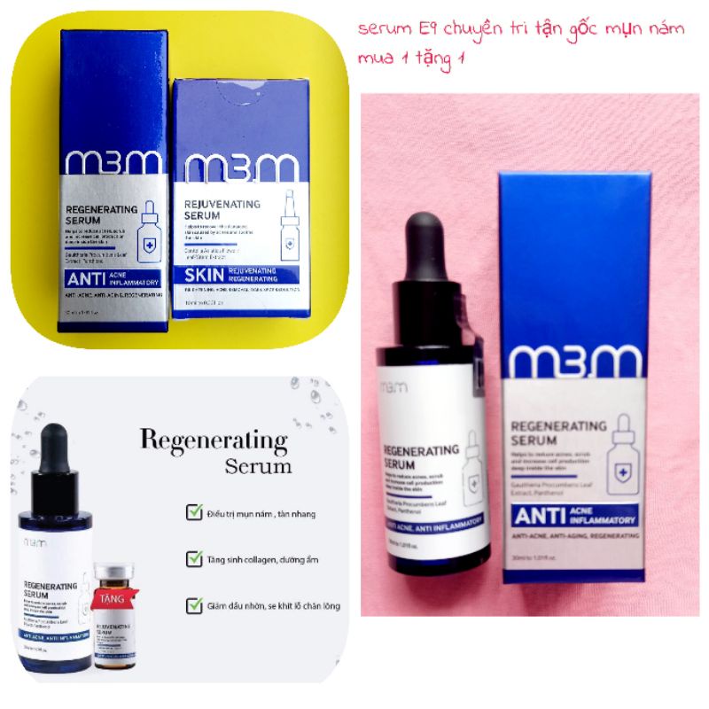 Serum e9 m3m đánh bay mụn nám tận gốc- serum regenerating 30ml tặng serum dưỡng trắng 10ml