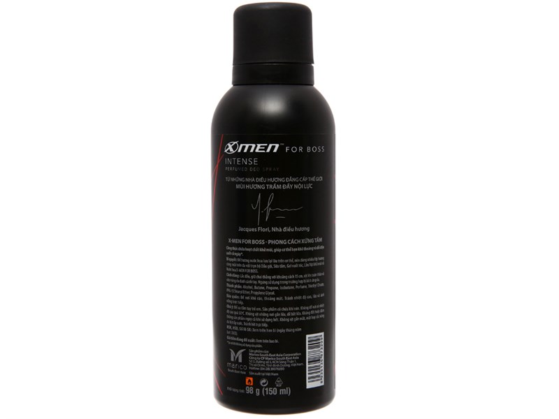 Xịt khử mùi Xmen for Boss Intense chai 150ml