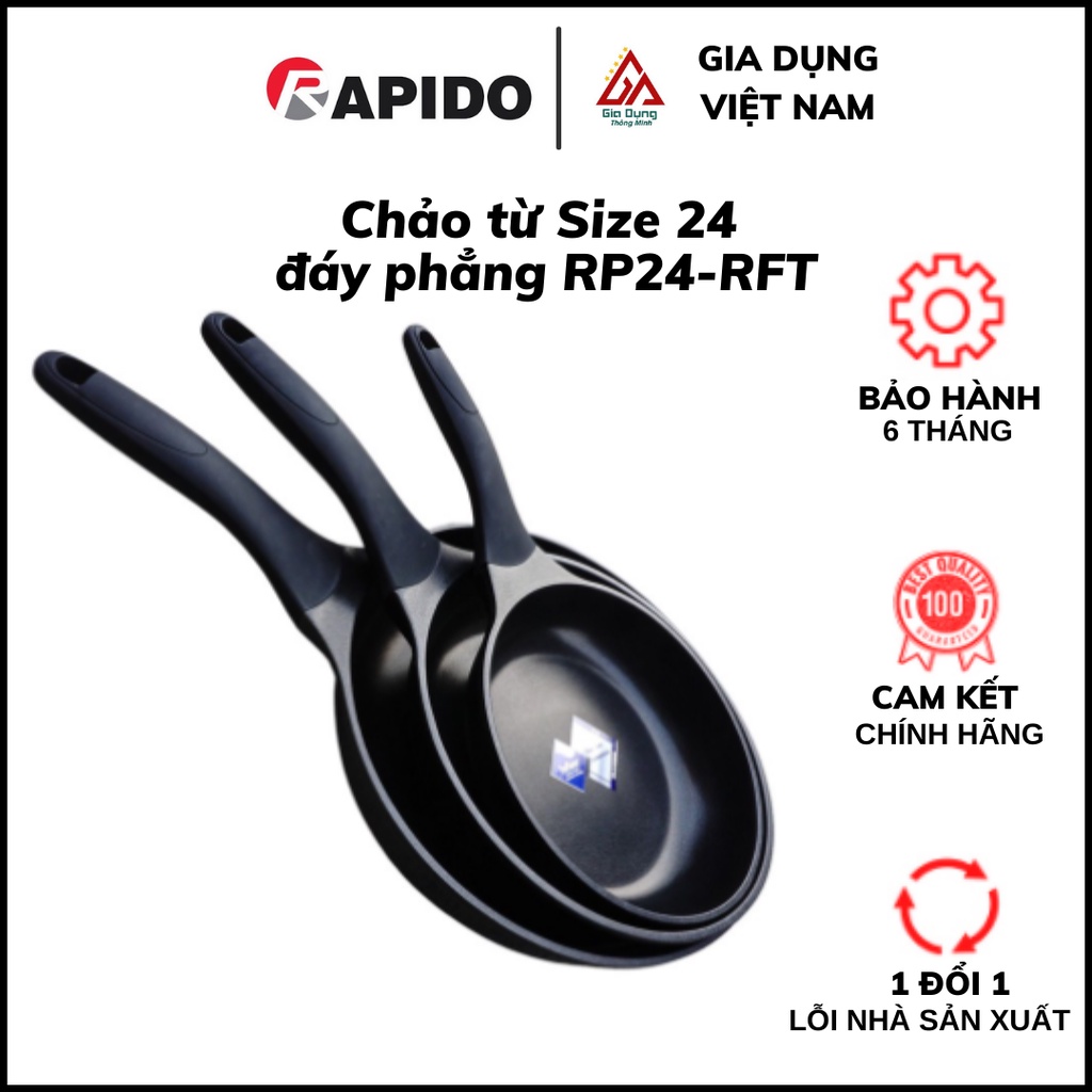 Chảo từ rapido size 24 đáy chấm teflon rp24-rdt