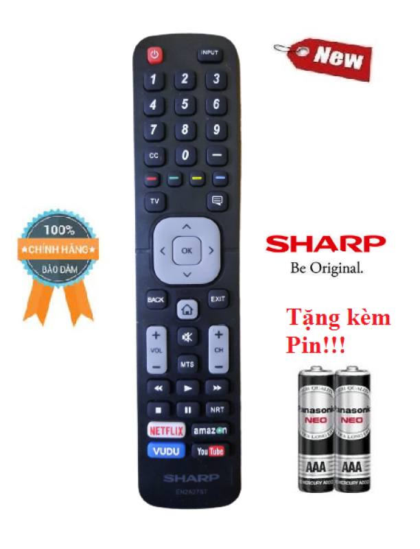 Bảng giá Điều khiển tivi Sharp EN2A27ST- Hàng mới chính hãng 100% Tặng kèm Pin!!!