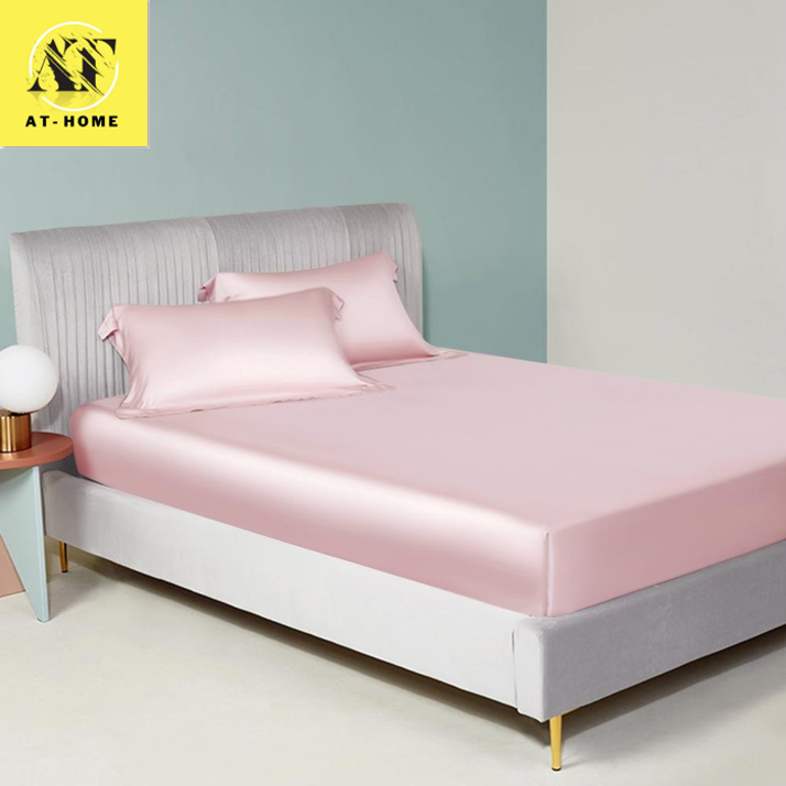 (LOẠI 1 ) Ga lẻ Drap lẻ Phi Lụa mát mịn Thương hiệu AT HOME - Màu Hồng Phấn