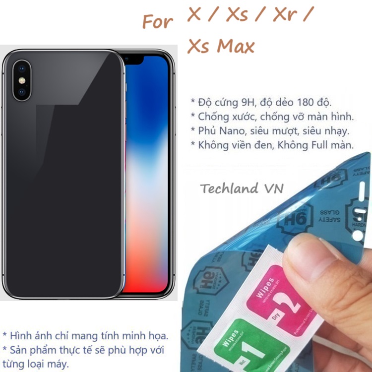 Cường Lực Phủ Nano cho iPhone X / Xs / XR / Xs Max - Trong Suốt, Không Full Màn, Không Viền Đen