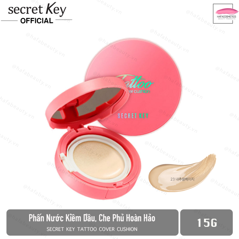 Phấn Nước Kiềm Dầu, Che Phủ Hoàn Hảo Secret Key Tattoo Cover Cushion SPF50+/PA+++ 15g