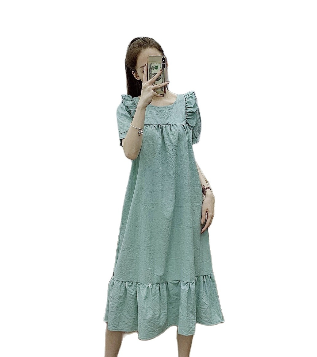 váy bầu công sở thiết kế hoa nhí mẫu mới, đầm dáng suông