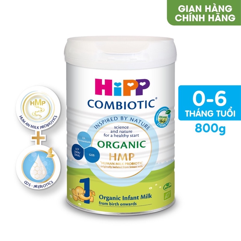 Sữa HiPP Combiotic Organic số 1 800g ( 0 - 6 tháng ) date t4/2023
