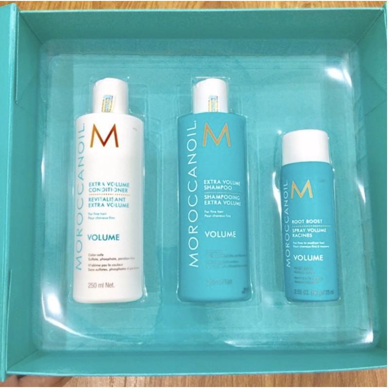 Combo gội xả dưỡng ẩm Moroccanoil 250mlx2 va Xịt cứng tóc Finish Strong 56g
