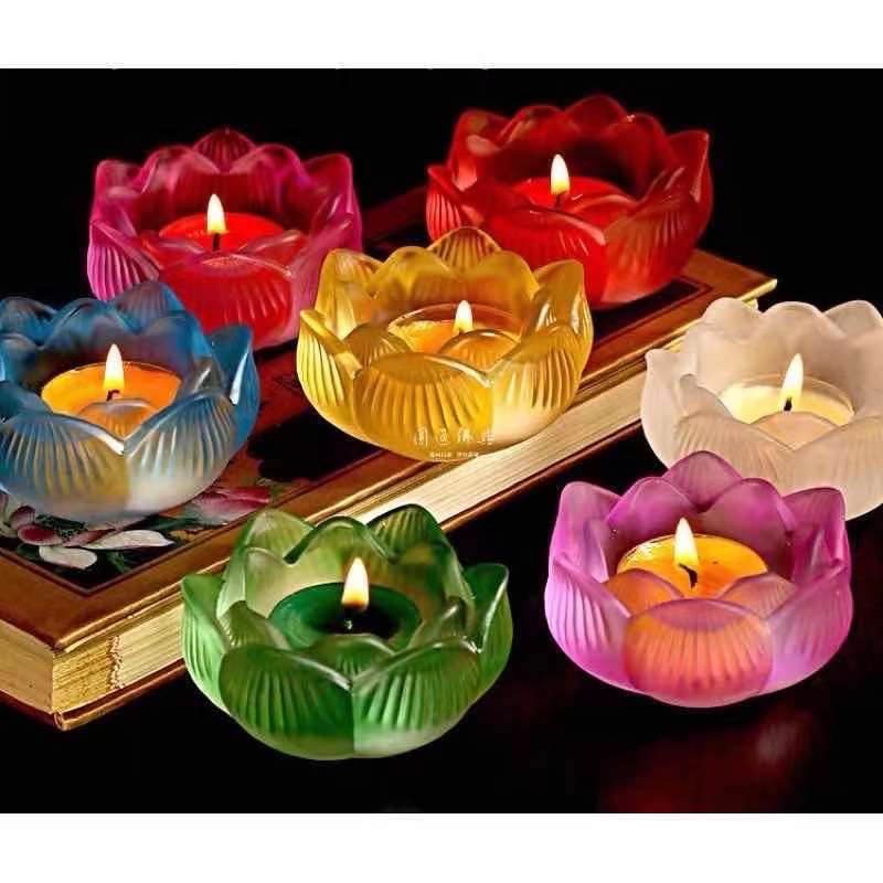 ĐẾ NẾN HOA SEN Giả LƯU LY - NHỎ (bộ 7 màu)