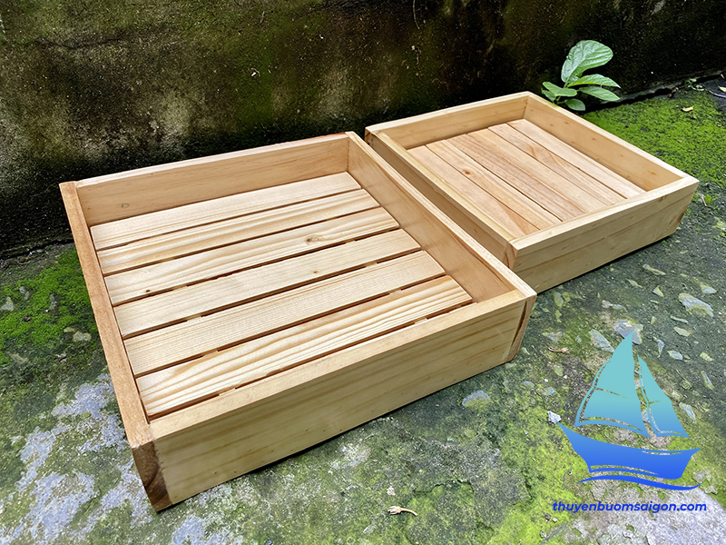 [Sushi Sashimi] Khay vuông gỗ 30cm trang trí decor
