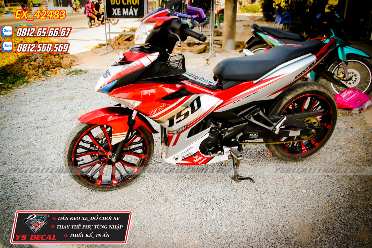 Tem trùm cao cấp candy Exciter 150 đỏ bạc đen
